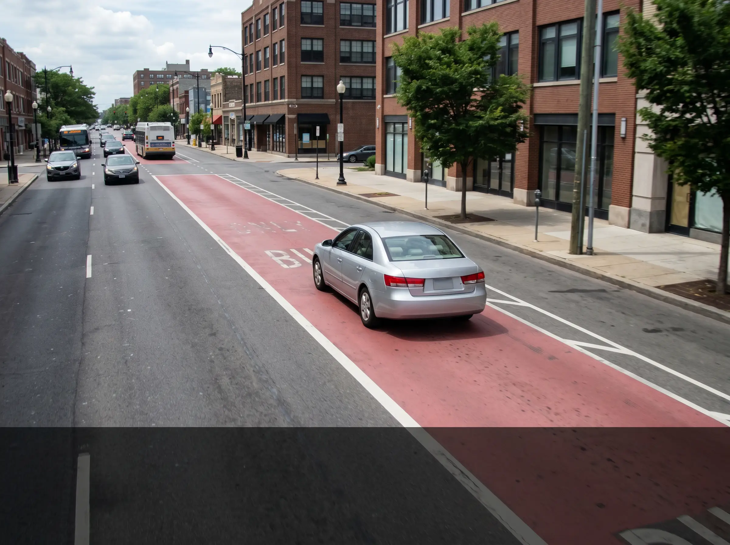 Vehicle captured in active bus lane evidence image