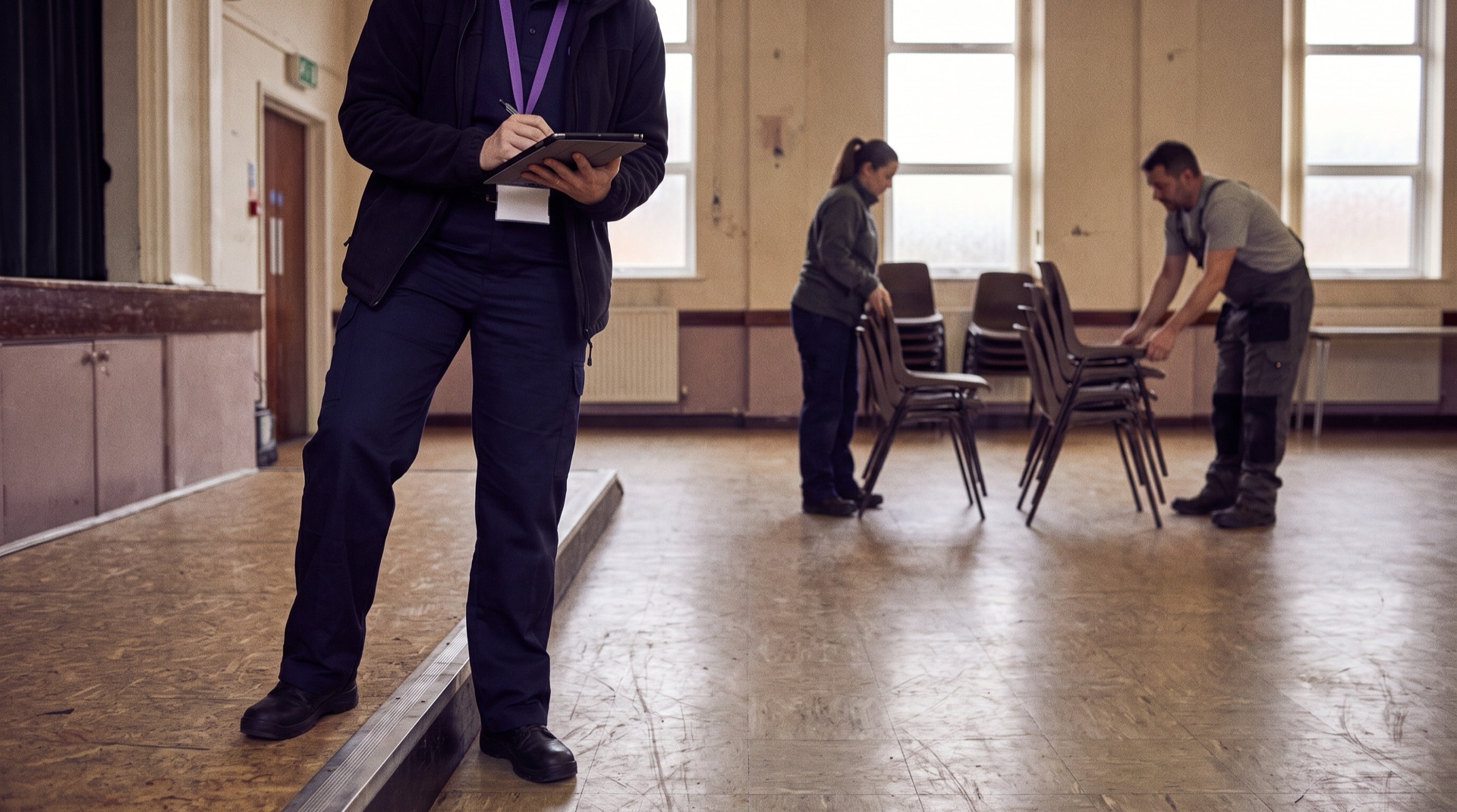 Public health officer recording observations in a generic premises setting